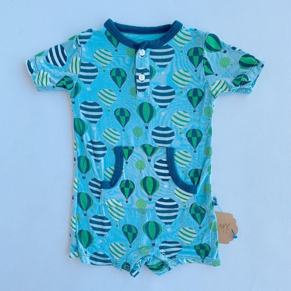 B-Kickee Pants, NB, s/s bamboo short romper